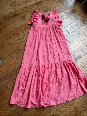 Anaak Cotton/Gauzy bow back maxi Dress in Flamingo Size 0 XS perfect condition